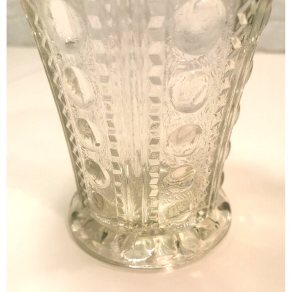 Vintage 1940s Glass Zipper & Button Pattern Vase Clear Pressed Glass 7.25" - Picture 3 of 8